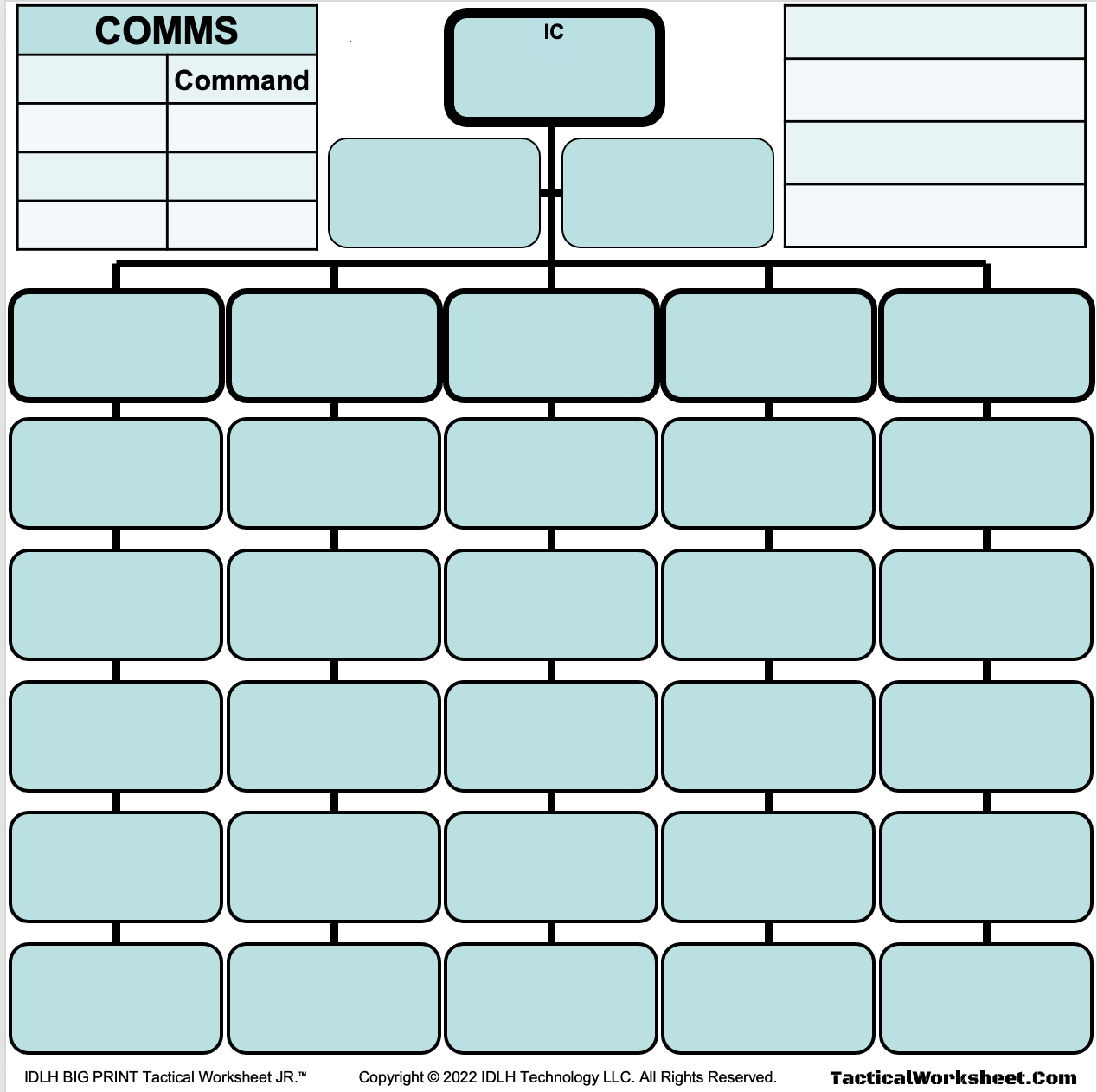 IDLH Big Print Tactical Worksheet JR Incident Command Board